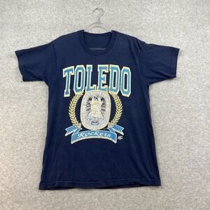 Vintage Toledo Rockets 1995 T-Shirt Single Stitch Men's M Crest Navy Blue OH